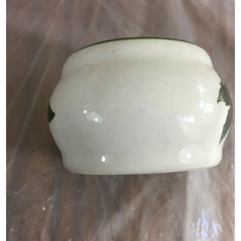 VTG Ceramic Napkin Rings White Apples Cherries 1.25